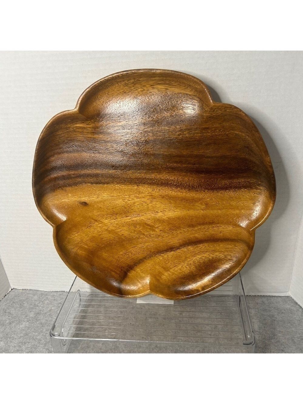 Vintage Monkeypod Flower Shaped Serving Dish 12” Diameter Great Condition